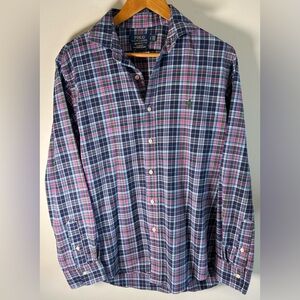 Polo Ralph Lauren Shirt Mens L Purple Blue Plaid Classic Fit Performance Flannel